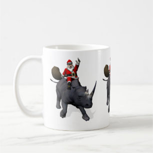 Jultomten Rides Rhino Rhinoceros Kaffemugg