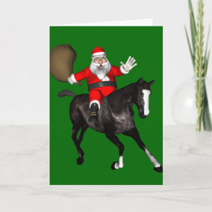 Jultomten Riding A Black Horse Helgkort