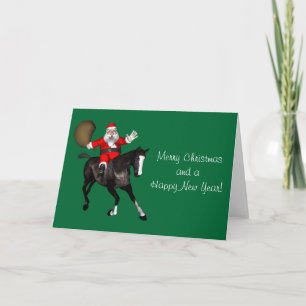Jultomten Riding A Black Horse Helgkort