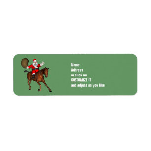 Jultomten Riding A Brown Horse Returadress Etikett
