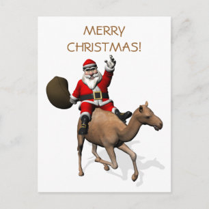 Jultomten Riding A Camel Helg Vykort