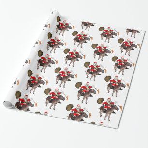 jultomten Riding A Donkey Presentpapper