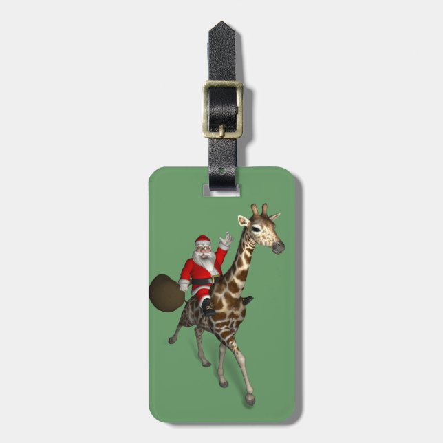 Jultomten Riding A Giraffe Bagagebricka (Vertikal Framsida)