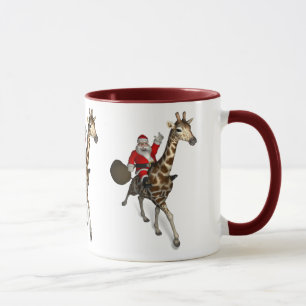 jultomten Riding A Giraffe Mugg