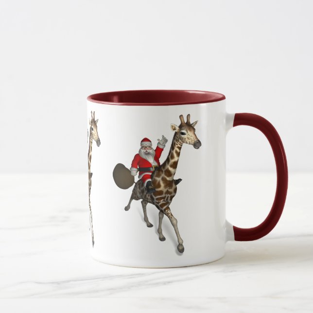 jultomten Riding A Giraffe Mugg (Höger)