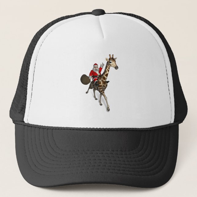 Jultomten Riding A Giraffe Truckerkeps (Framsida)