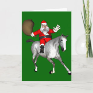 Jultomten Riding A Grått Horse Helgkort