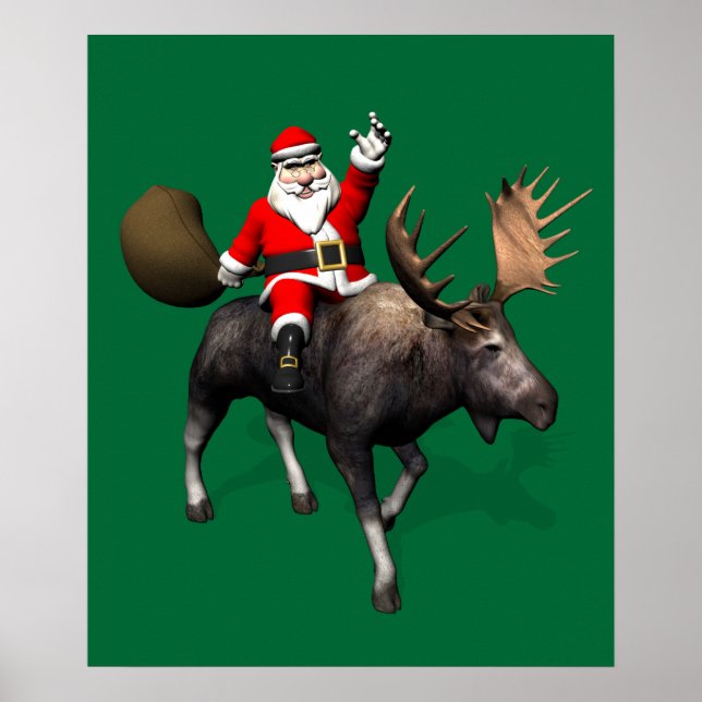 Jultomten Riding A Moose Poster (Framsidan)