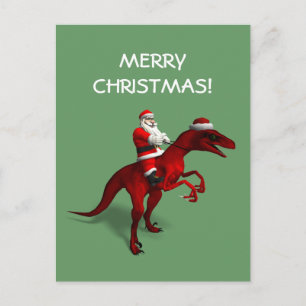 Jultomten Riding A Saurian Helg Vykort