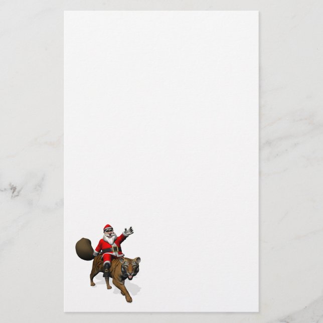 Jultomten Riding A Tiger Brevpapper (Framsida)