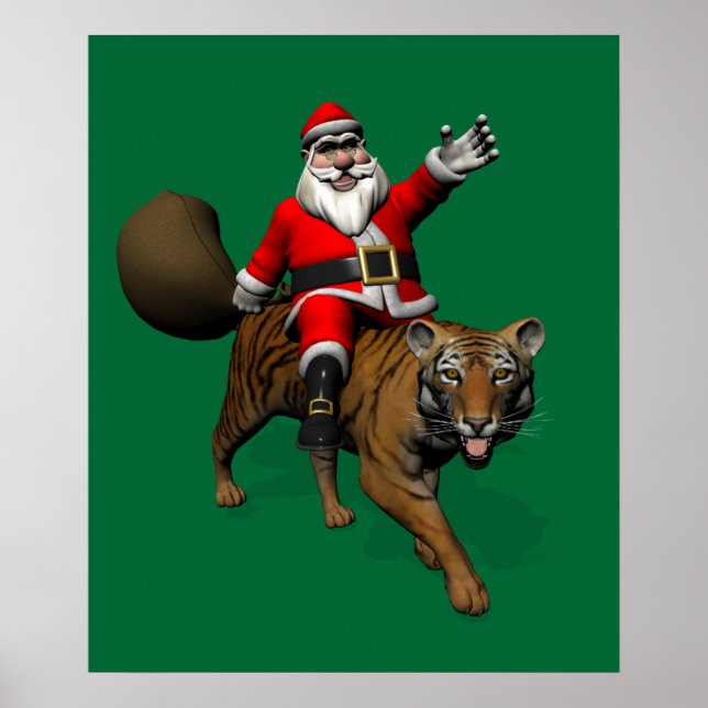 Jultomten Riding A Tiger Poster (Framsidan)
