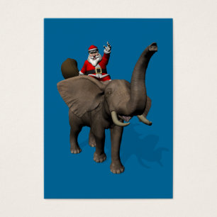 Jultomten Riding An Elephant Visitkort