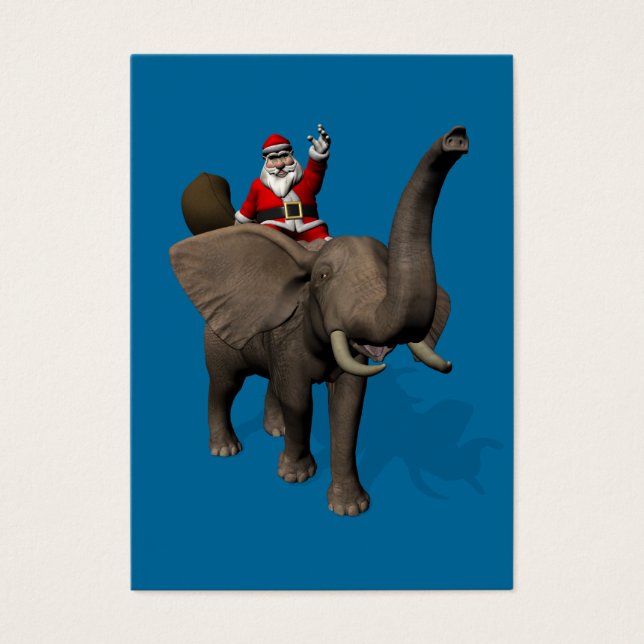 Jultomten Riding An Elephant Visitkort (Framsidan)