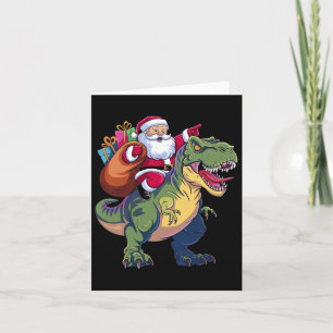 Jultomten Riding Dinosaur T-rex Boys Kids to Kort