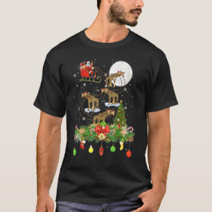 Jultomten Riding Giraffe Reindeer Sleigh Julafton T Shirt