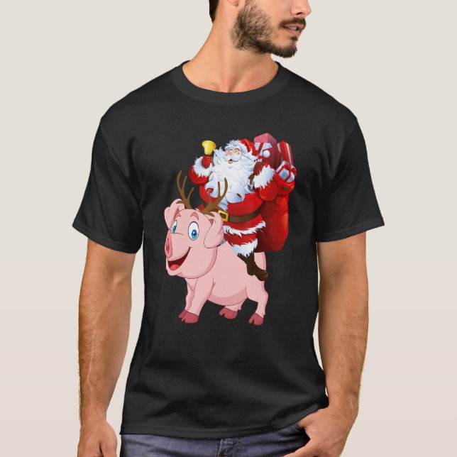 Jultomten Riding Gris Reindeer jul Pajama T Shirt (Framsida)