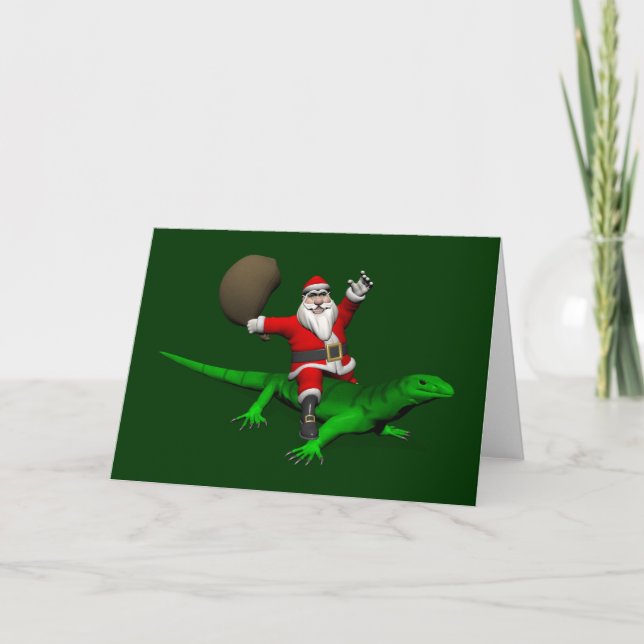 Jultomten Riding Grönt Ligua Helgkort (Framsida)