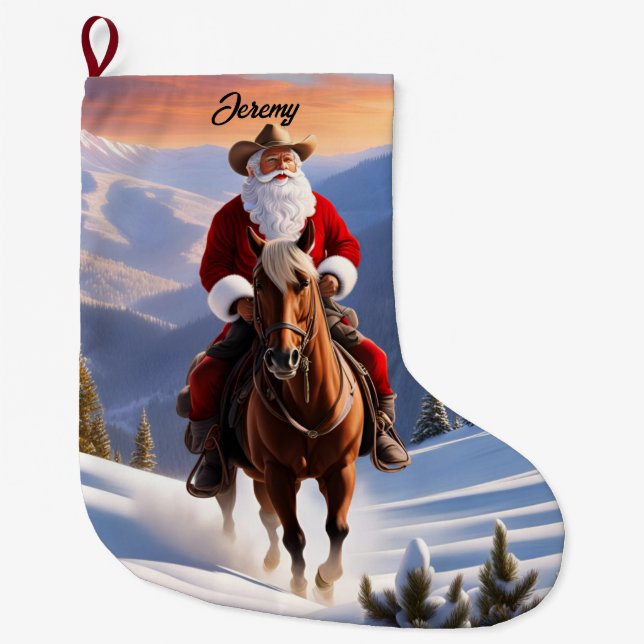 Jultomten Riding Horse Jul Stor Julstrumpa (Framsidan)