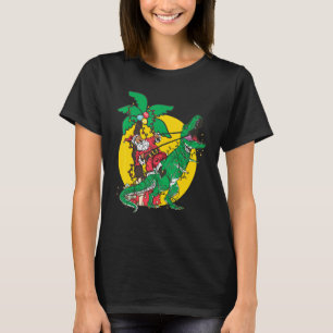 Jultomten Riding jul Dino Trex Träd Rex Xm T Shirt