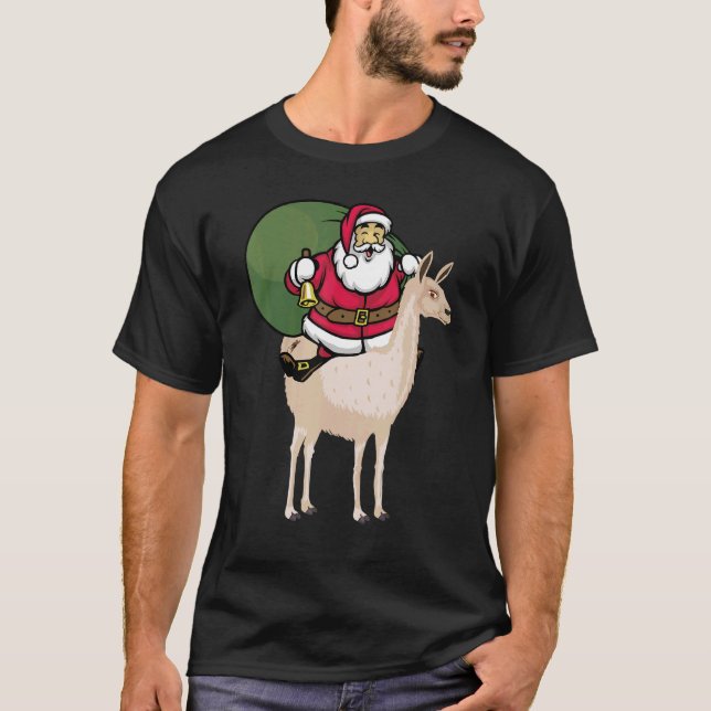 Jultomten Riding Llama Santa Pajama T Shirt (Framsida)