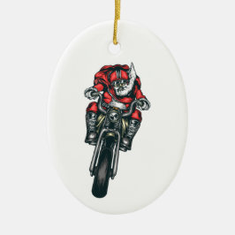Jultomten Riding Motorcle Helgdag Ornament