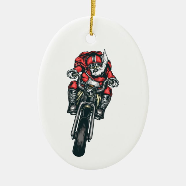 Jultomten Riding Motorcle Helgdag Ornament (Framsidan)