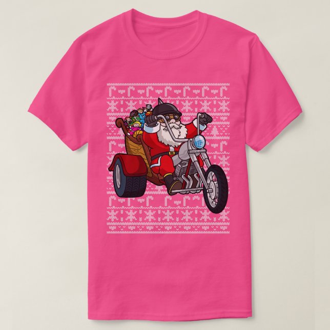 Jultomten Riding Motorcycle Ugly jul Sweat T Shirt (Design framsida)