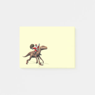 Jultomten Riding on Deinonychus Post-it Block