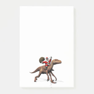 Jultomten Riding on Deinonychus Post-it Block