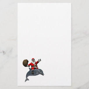 Jultomten Riding on Dolphin Brevpapper