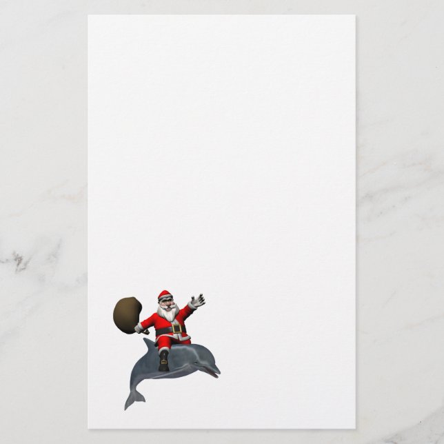 Jultomten Riding on Dolphin Brevpapper (Framsida)
