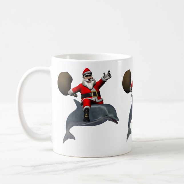 Jultomten Riding on Dolphin Kaffemugg (Vänster)