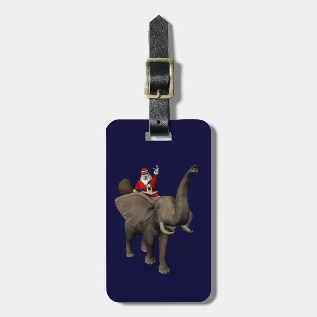 Jultomten Riding on Elephant Bagagebricka (Vertikal Framsida)