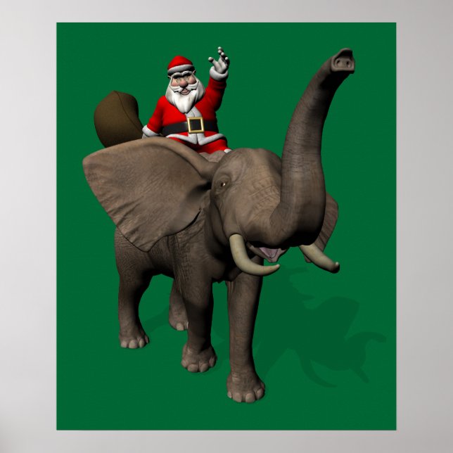 Jultomten Riding on Elephant Poster (Framsidan)