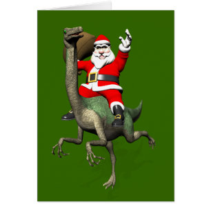 Jultomten Riding on Gallimus Hälsningskort