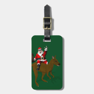 Jultomten Riding on Kangaroo Bagagebricka