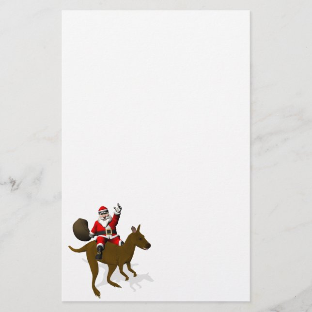 Jultomten Riding on Kangaroo Brevpapper (Framsida)