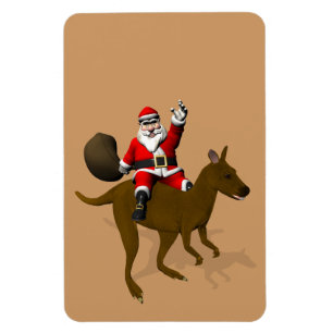 Jultomten Riding on Kangaroo Magnet
