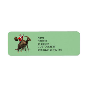 Jultomten Riding on Parasaurolophus Returadress Etikett