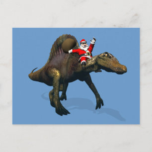 Jultomten Riding on Spinosaurus Helg Vykort