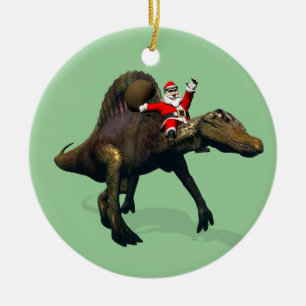 jultomten Riding on Spinosaurus Julgransprydnad Keramik