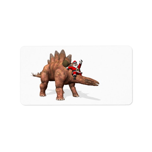 Jultomten Riding on Stegosaurus Adressetikett (Framsidan)