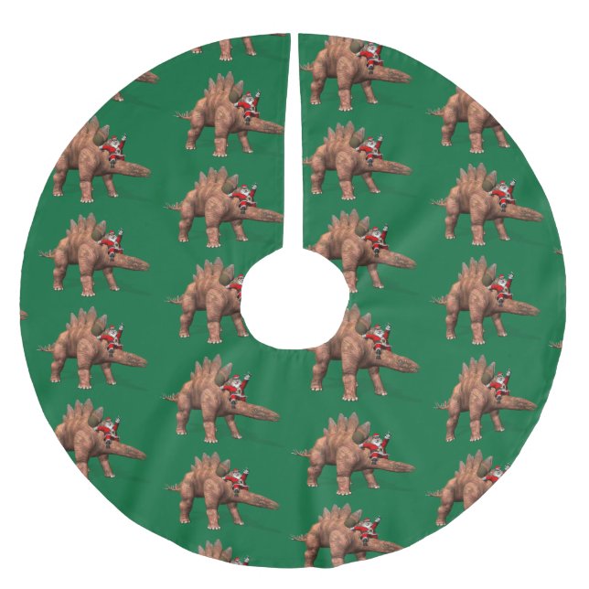 Jultomten Riding on Stegosaurus Julgransmatta Borstad Polyester (Framsidan)