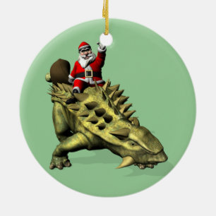 Jultomten Riding on Talarurus Julgransprydnad Keramik