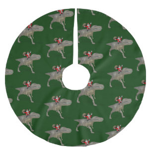 Jultomten Riding on Trex Julgransmatta Borstad Polyester