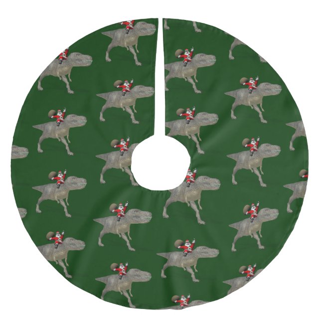 Jultomten Riding on Trex Julgransmatta Borstad Polyester (Framsidan)