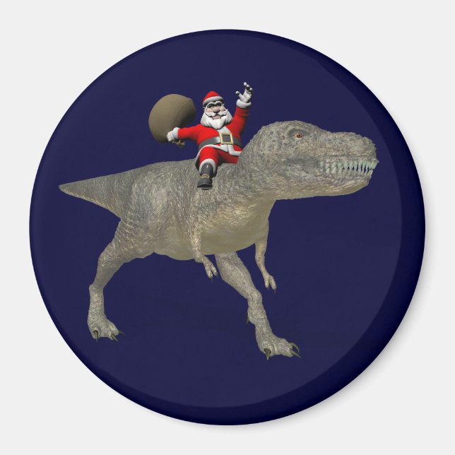 Jultomten Riding on Trex Magnet (Framsidan)
