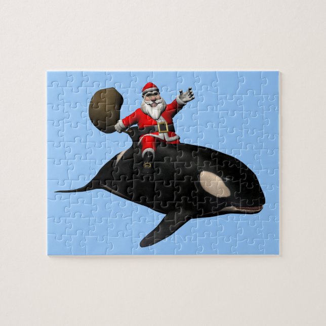 jultomten Riding på Orca Pussel (Horisontell)