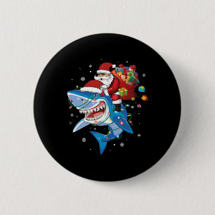Jultomten Riding Shark Älskare God jul Xma Knapp