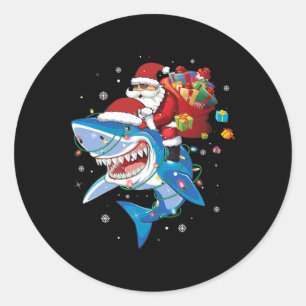Jultomten Riding Shark Älskare God jul Xma Runt Klistermärke